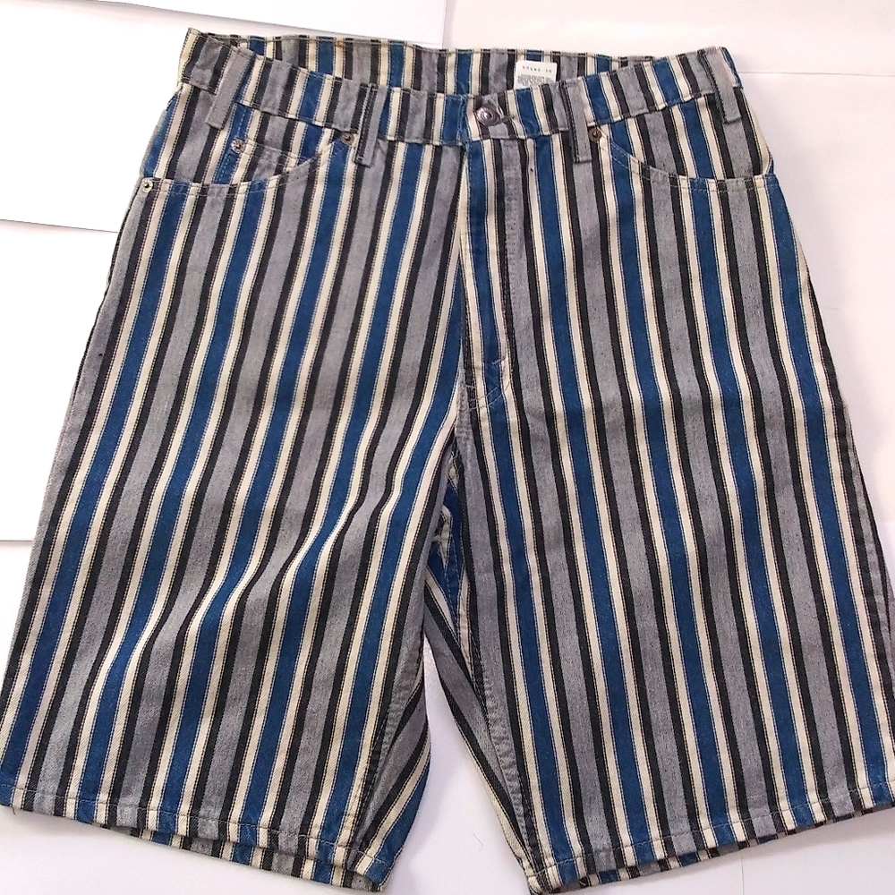 Levi's orange tag vintage striped denim shorts.
